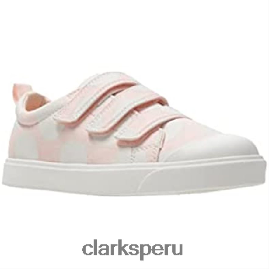 Clarks rosa niños niños niñas zapatos de lona con gancho y bucle City flare lo k niños Clarks 40N4LX651 rosa