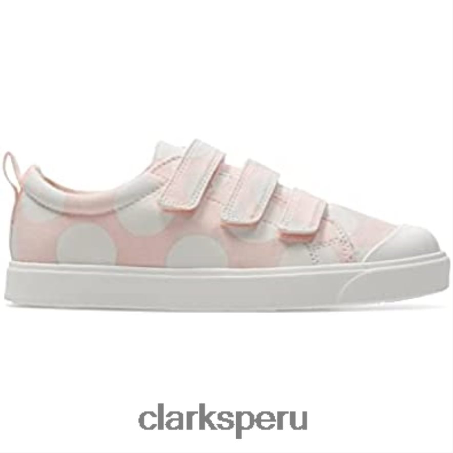Clarks rosa niños niños niñas zapatos de lona con gancho y bucle City flare lo k niños Clarks 40N4LX651 rosa
