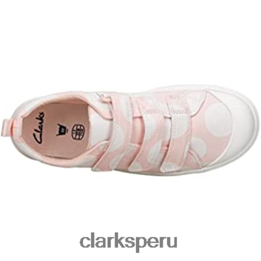 Clarks rosa niños niños niñas zapatos de lona con gancho y bucle City flare lo k niños Clarks 40N4LX651 rosa