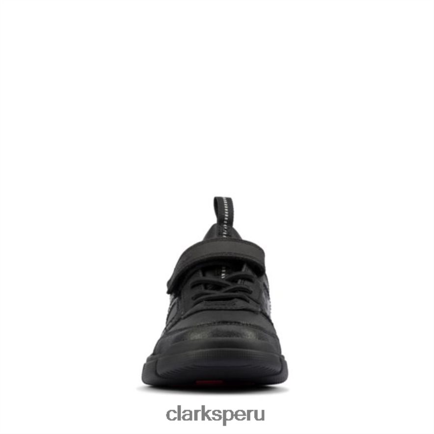 Clarks de cuero negro codifican cuero negro brillante para niños niños Clarks 40N4LX5899 cuero negro