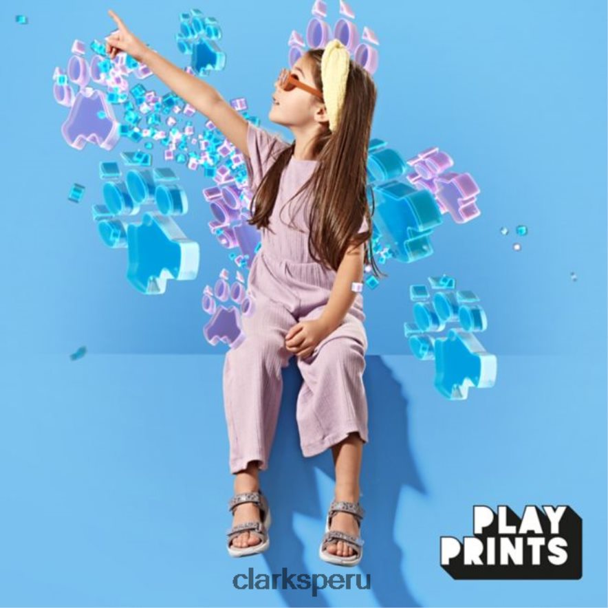 c lowder print niño gris/rosa clarks gris/rosa niños Clarks 40N4LX6871 gris/rosa