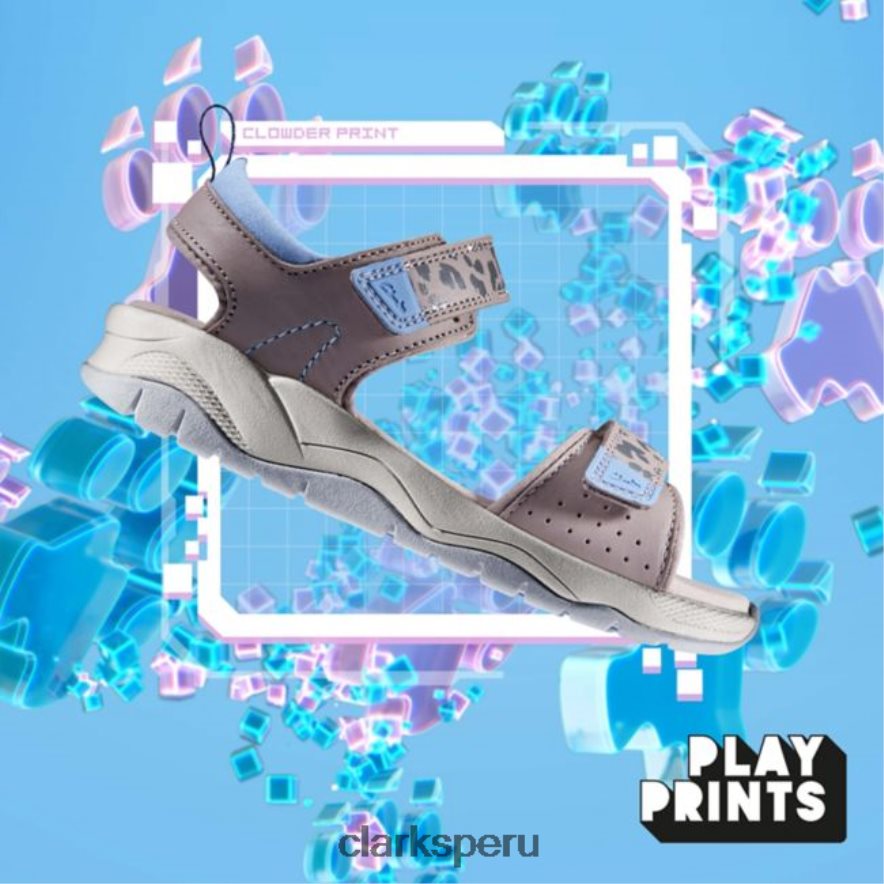 c lowder print niño gris/rosa clarks gris/rosa niños Clarks 40N4LX6871 gris/rosa