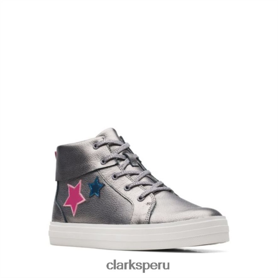 clarks gun metal cuero nova city antiguo gun metal cuero niños Clarks 40N4LX5729 cuero metalizado