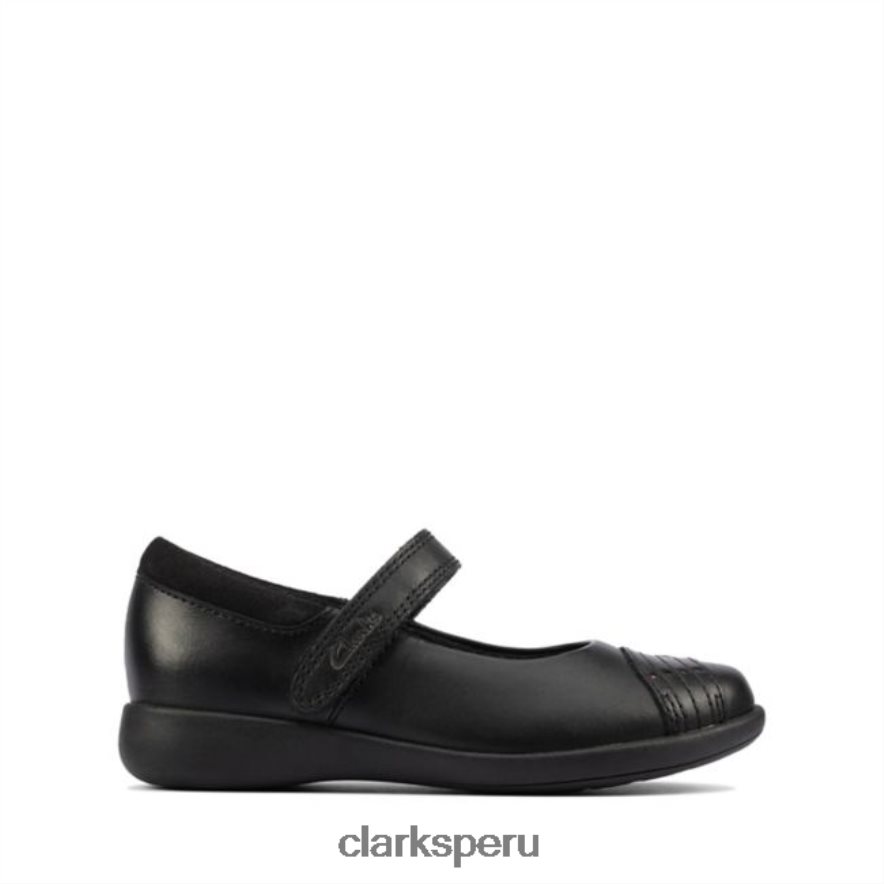 clarks de cuero negro para niños pequeños grabados en cuero negro niños Clarks 40N4LX5900 cuero negro