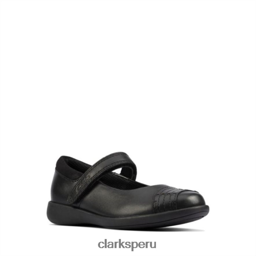 clarks de cuero negro para niños pequeños grabados en cuero negro niños Clarks 40N4LX5900 cuero negro