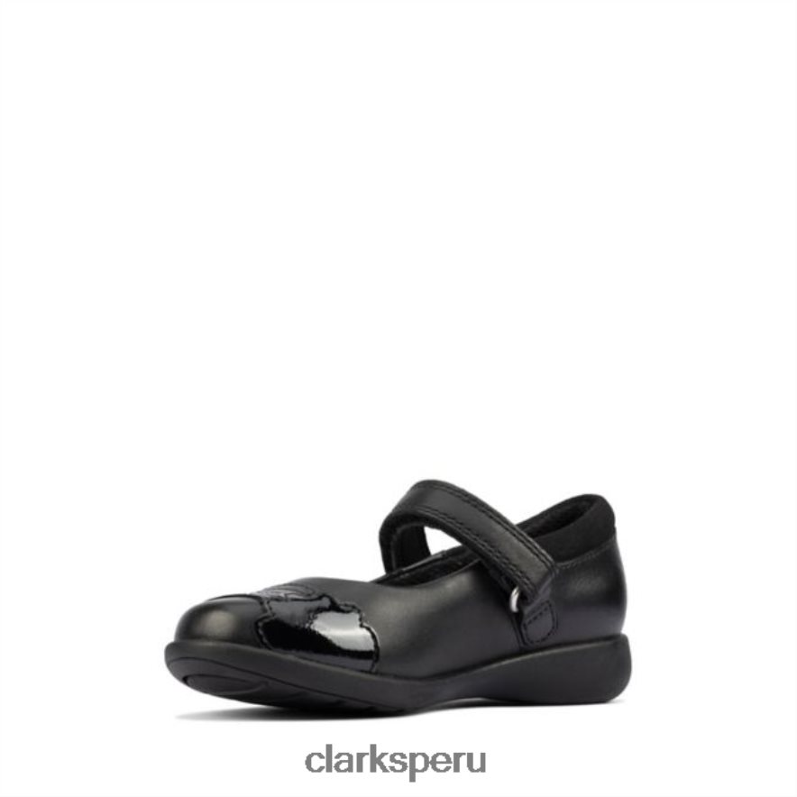 clarks de cuero negro para niños pequeños grabados en cuero negro niños Clarks 40N4LX5900 cuero negro