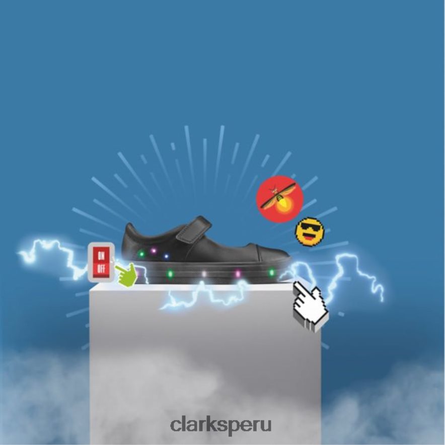 clarks flare shiny niño cuero negro cuero negro niños Clarks 40N4LX5874 cuero negro