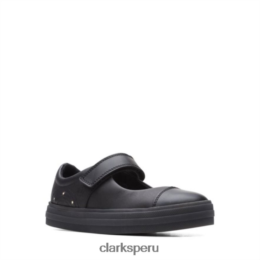 clarks flare shiny niño cuero negro cuero negro niños Clarks 40N4LX5874 cuero negro