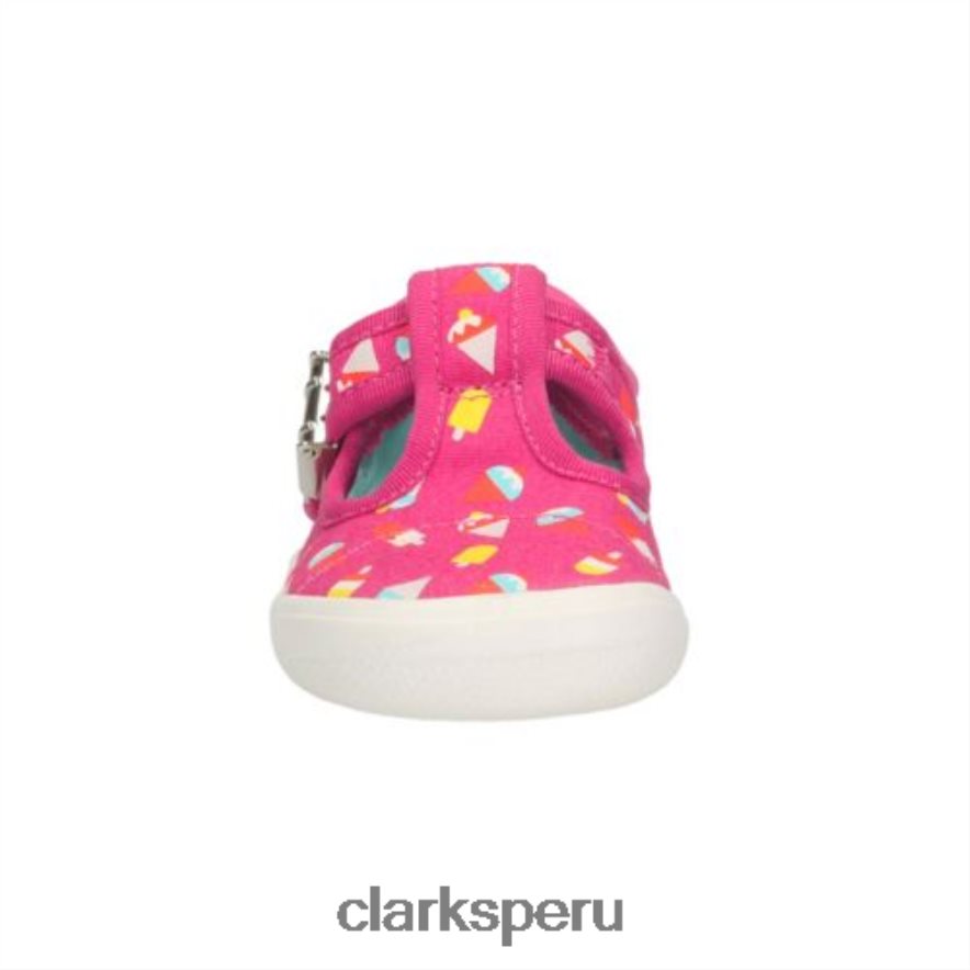 Tela rosa intenso de Clarks con lazo briley fst e fit niños Clarks 40N4LX4593 tela rosa fuerte