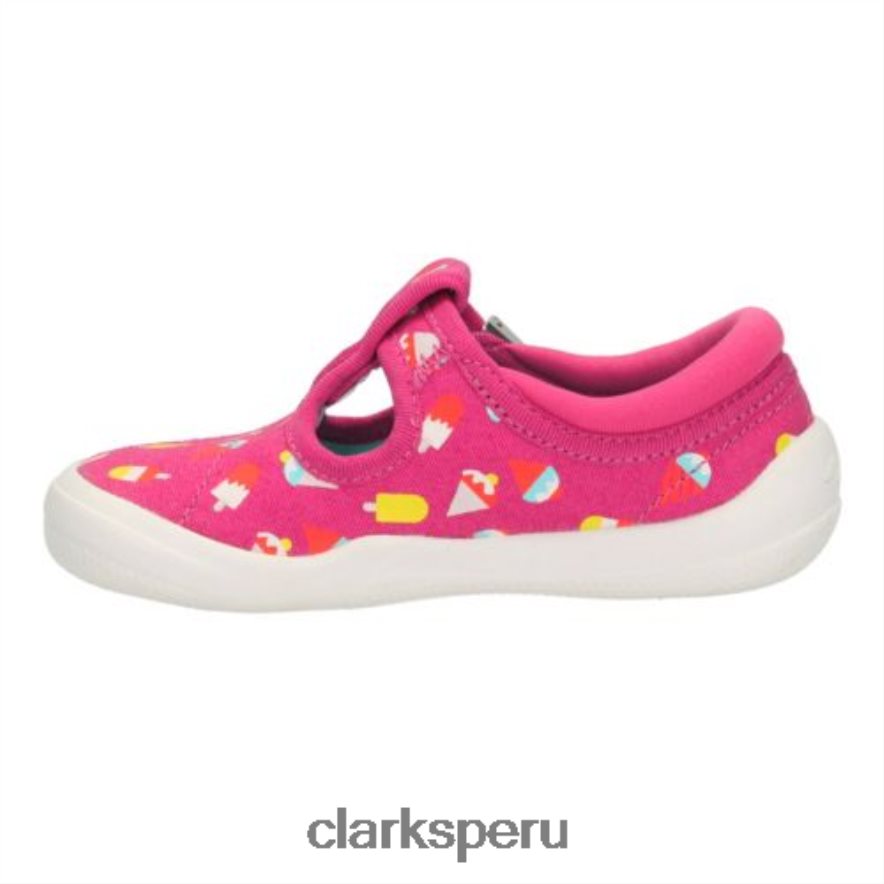 Tela rosa intenso de Clarks con lazo briley fst e fit niños Clarks 40N4LX4593 tela rosa fuerte