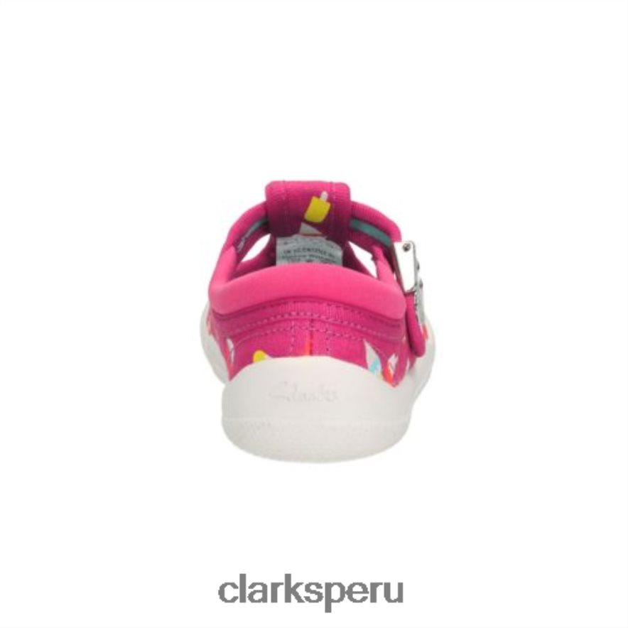 Tela rosa intenso de Clarks con lazo briley fst e fit niños Clarks 40N4LX4593 tela rosa fuerte