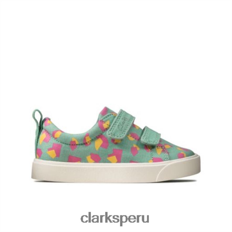 city ​​bright inf g fit clarks sage combi niños Clarks 40N4LX4591 combinación de salvia