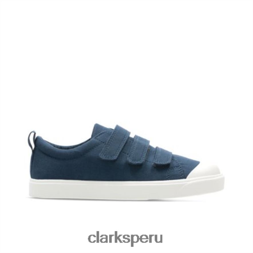 city ​​flarelo inf f fit clarks de lona azul marino niños Clarks 40N4LX4822 lona azul marino