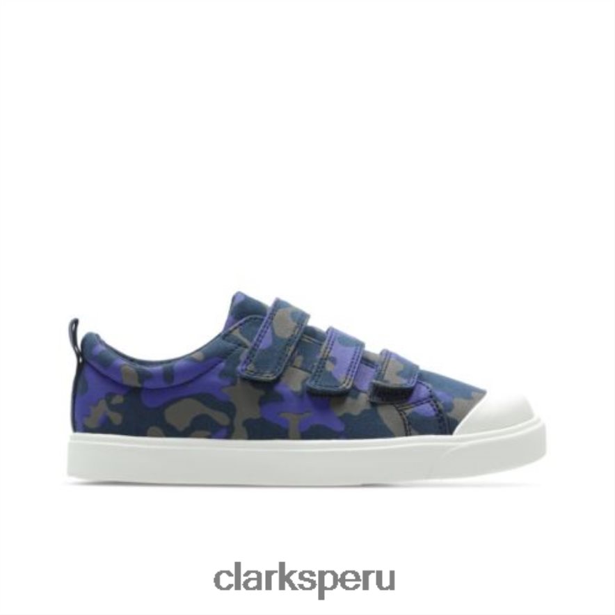 city ​​flarelo inf g fit clarks azul marino camo niños Clarks 40N4LX4821 camuflaje azul marino