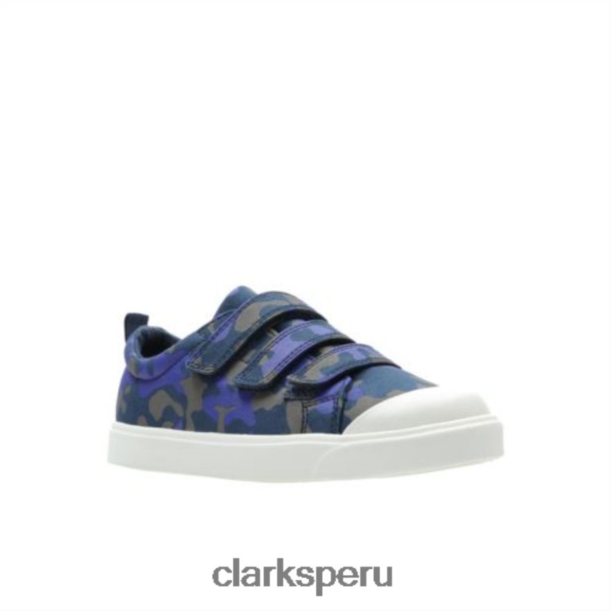 city ​​flarelo inf g fit clarks azul marino camo niños Clarks 40N4LX4821 camuflaje azul marino