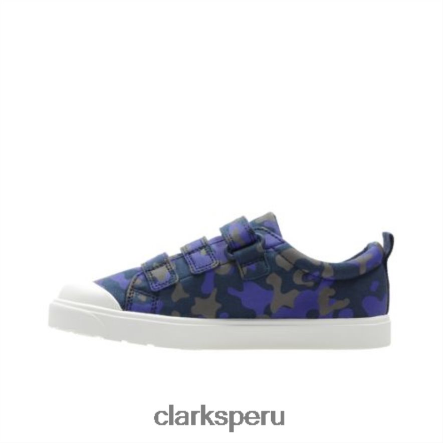 city ​​flarelo inf g fit clarks azul marino camo niños Clarks 40N4LX4821 camuflaje azul marino
