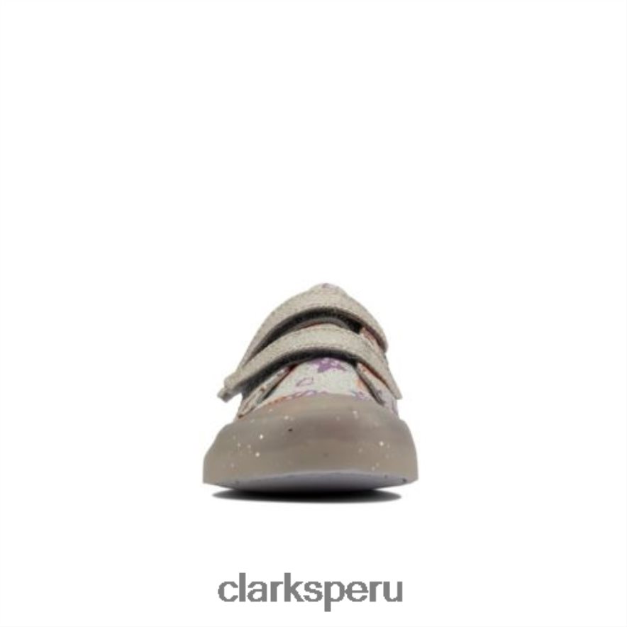 foxing print inf f fit clarks plateados niños Clarks 40N4LX4598 plata
