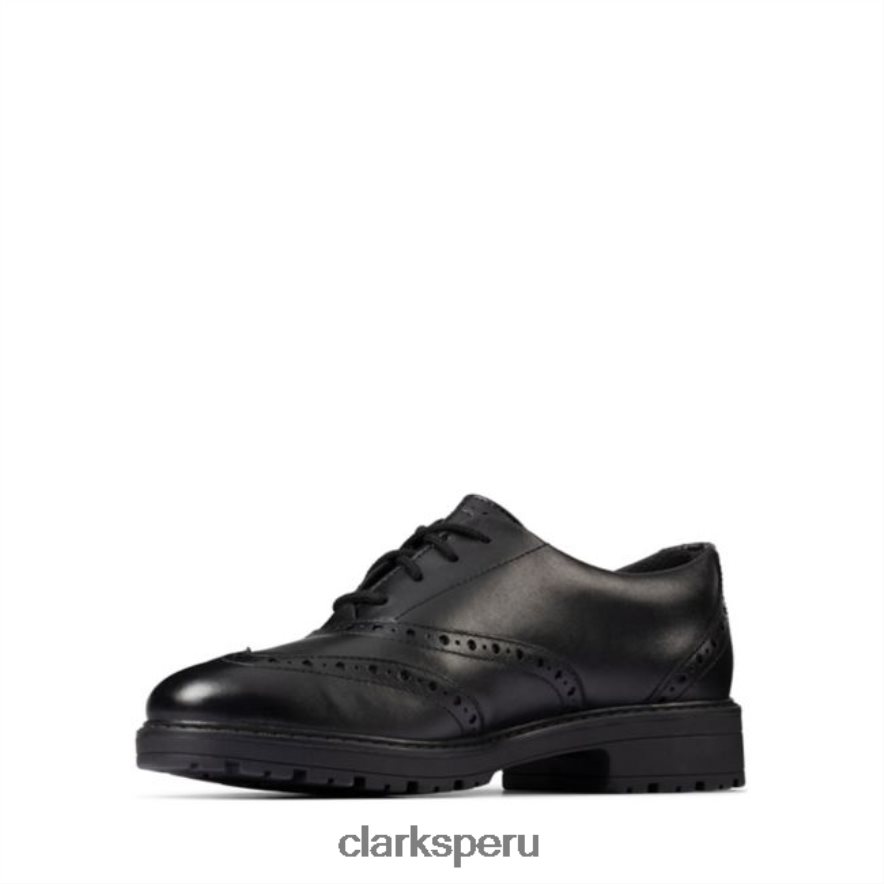 clarks cuero negro loxham brogue juvenil cuero negro niños Clarks 40N4LX5897 cuero negro