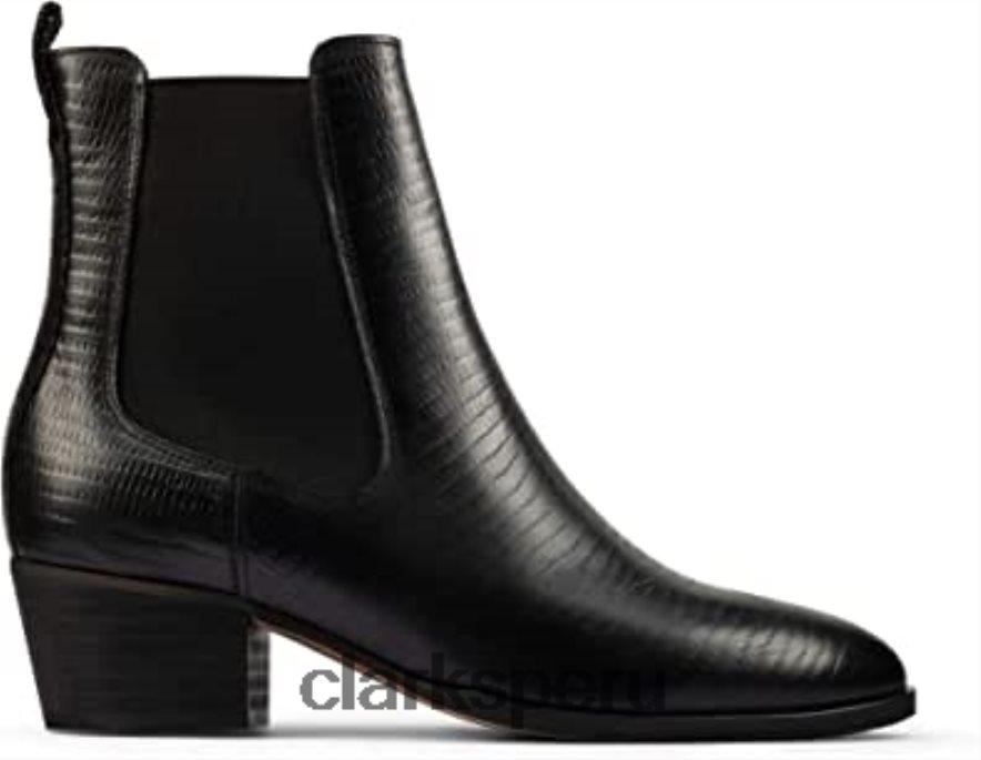 botas clarks octavia lo de cuero cocodrilo negro unisexo Clarks 40N4LX2451