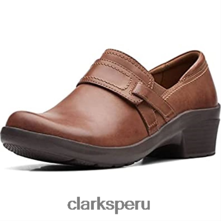angie poppy clarks de cuero tostado oscuro unisexo Clarks 40N4LX190 cuero bronceado oscuro