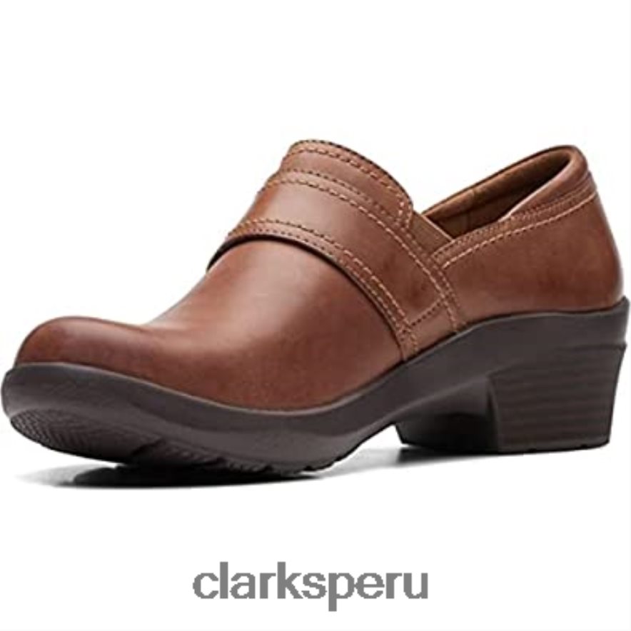 angie poppy clarks de cuero tostado oscuro unisexo Clarks 40N4LX190 cuero bronceado oscuro