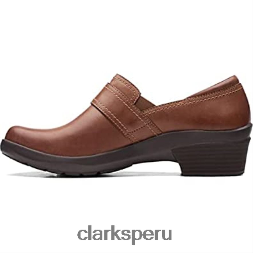 angie poppy clarks de cuero tostado oscuro unisexo Clarks 40N4LX190 cuero bronceado oscuro