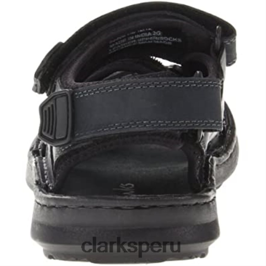 Sandalia deportiva de cuero con puntera abierta y abatible black clarks unisexo Clarks 40N4LX2494 negro