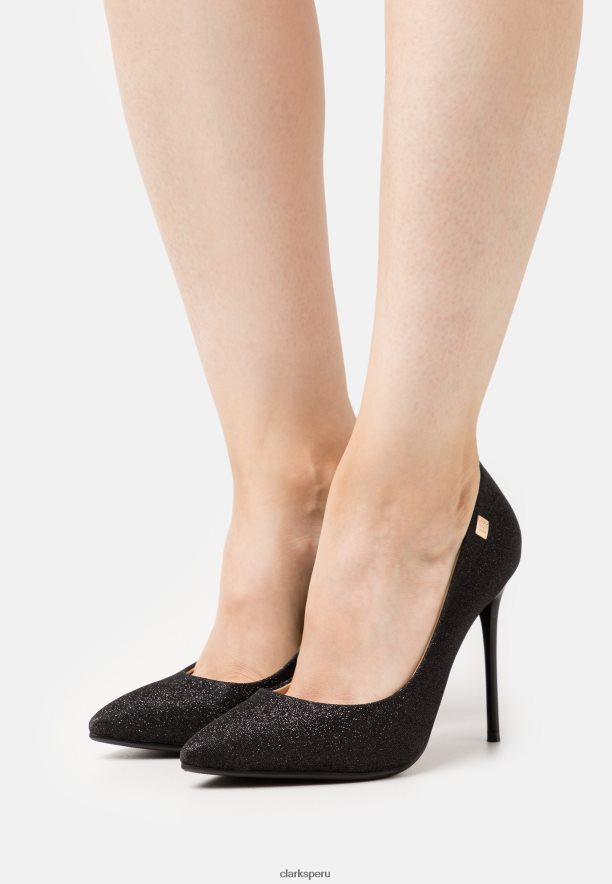 Tacones clasicos negros con purpurina clarks unisexo Clarks 40N4LX7033 brillo negro