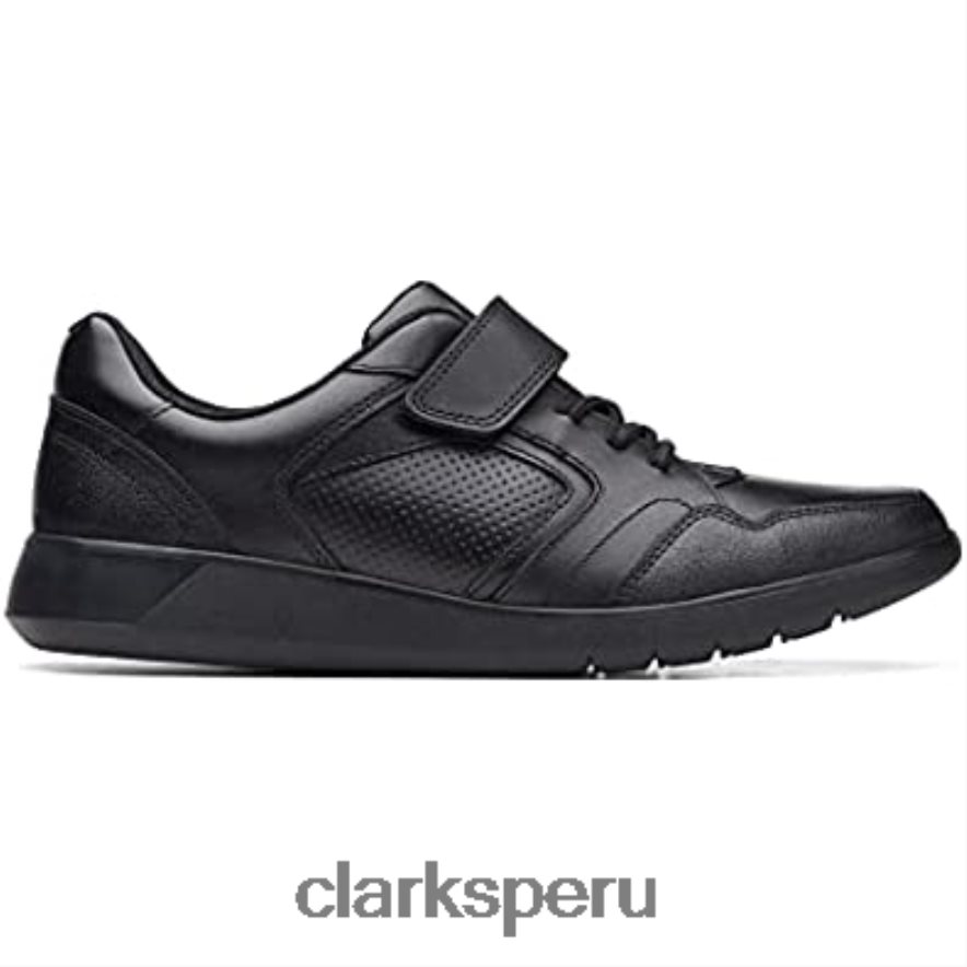 clarks scape bright zapatos de cuero juvenil negro unisexo Clarks 40N4LX2674