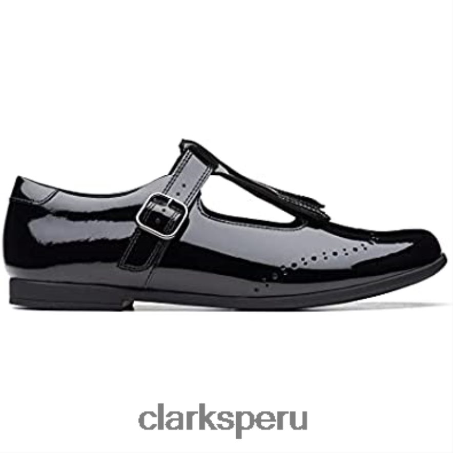 zapatos de cuero scala Teen juvenil clarks negros unisexo Clarks 40N4LX511