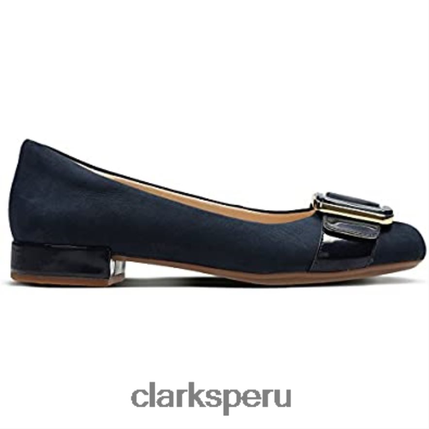 zapatos de tacón bajo sin cordones para mujer rosabella faye clarks azul marino unisexo Clarks 40N4LX1413 Azul marino